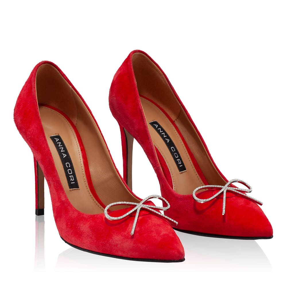 Pantofii eleganți de damă 6094 Camoscio roșii